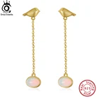 Женские серьги-подвески с маленькими птичками ORSA JEWELS, ювелирное изделие ручного изготовления из стерлингового серебра 925 пробы с 100% натуральным опалом, GME03