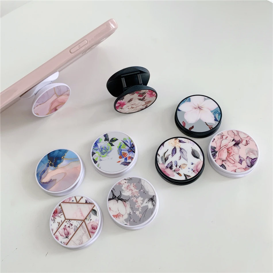 flower expanding phone stand grip finger rring support anti fall round foldable phone holder floral for iphone 12 accessories free global shipping