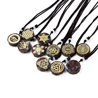 5pcs orgonite chakras geometric pattern energy healing natural stone pendant necklace rope chain for men women jewelry gift