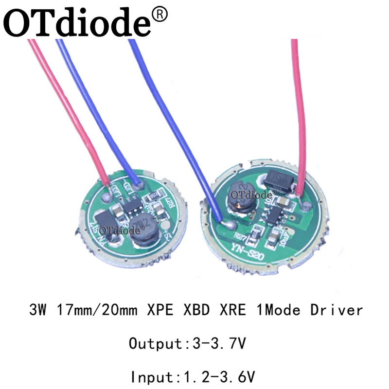 

OTdiode 3 Вт светодиодный драйвер 17/20 мм 3,7 В 1/5 режимов