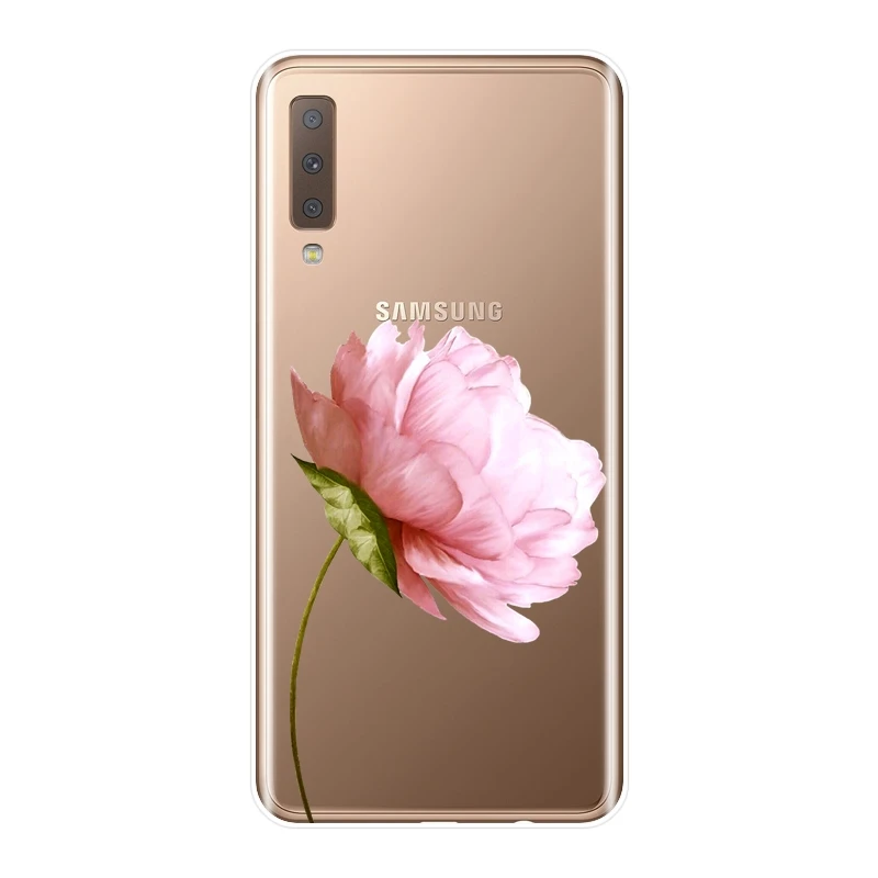 Чехол для Samsung Galaxy A6 A8 Plus 2018 A5 A7 силиконовый чехол с розовыми цветами A3 2016 2017