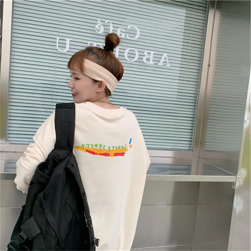 

Graffiti Printing Sweatshirt Women Autumn Spring Thin O-Neck Long Sleeve Pullover Harajuku Hip Hop Female Oversized Sweatshirt