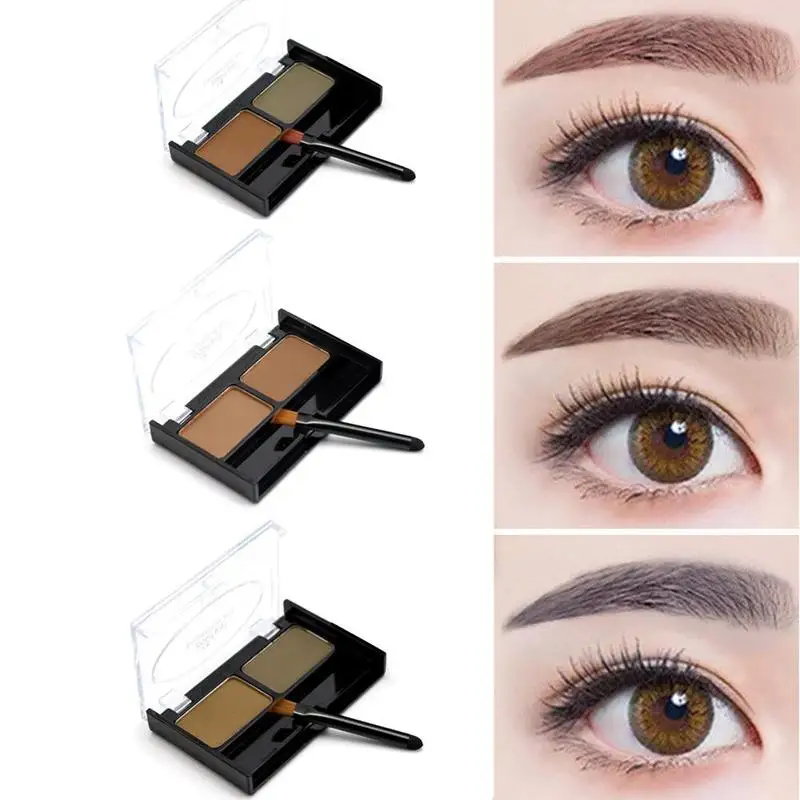 2 цвета, палитра пудры для бровей, водонепроницаемый тент для бровей, усилитель, косметическая кисть, зеркальная коробка, набор инструментов для макияжа