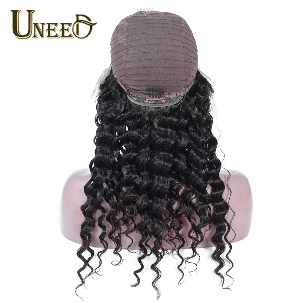 Uneed, 13*4, кружевные передние человеческие волосы, парики, перуанские, свободные, глубокая волна, для черных женщин, волосы remy, натуральные волосы для волос с детскими волосами