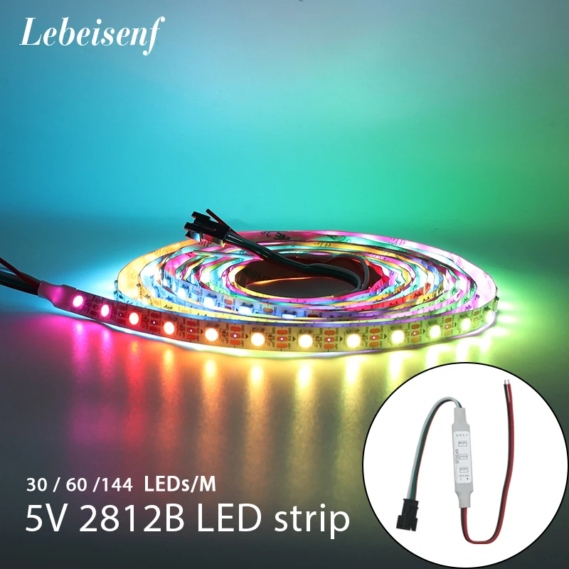 RGB Пиксельная лента WS2812B светодиодная полоса Адресуемая с контроллером для