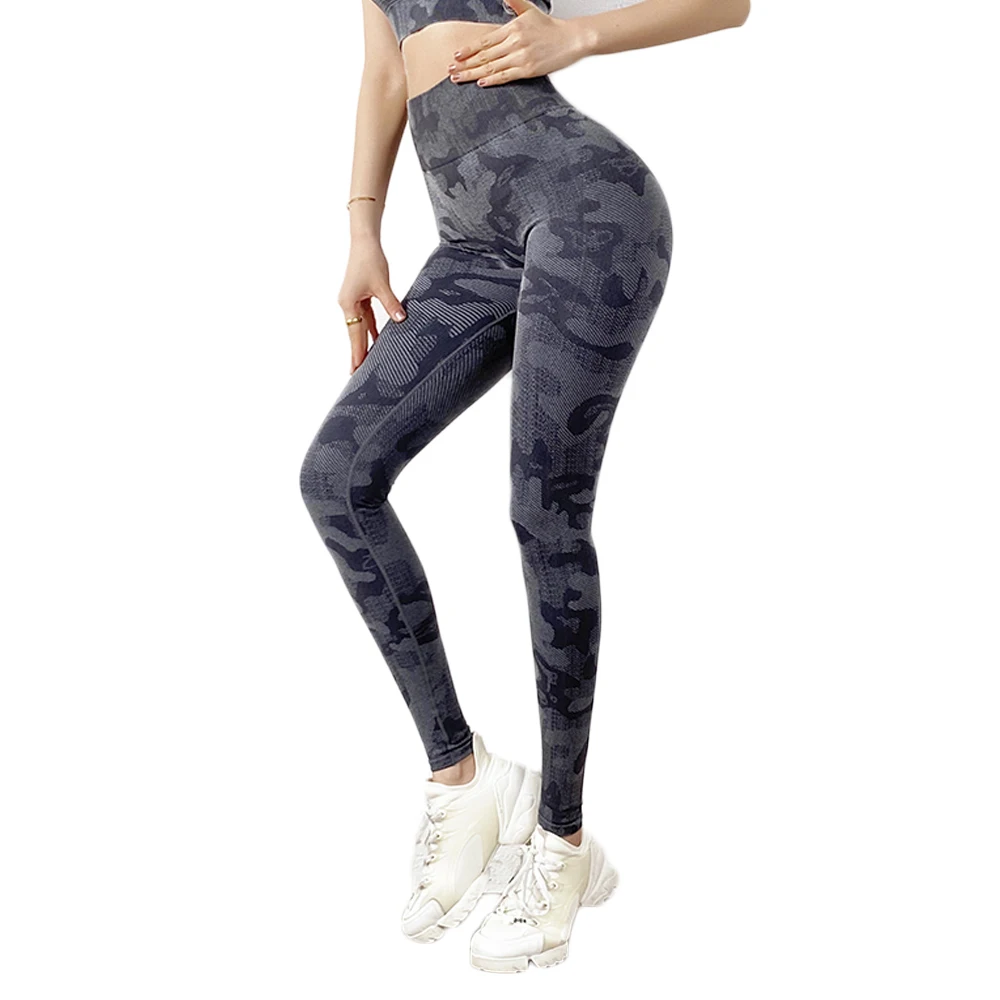 Женские Бесшовные камуфляжные леггинсы с завышенной талией для занятий