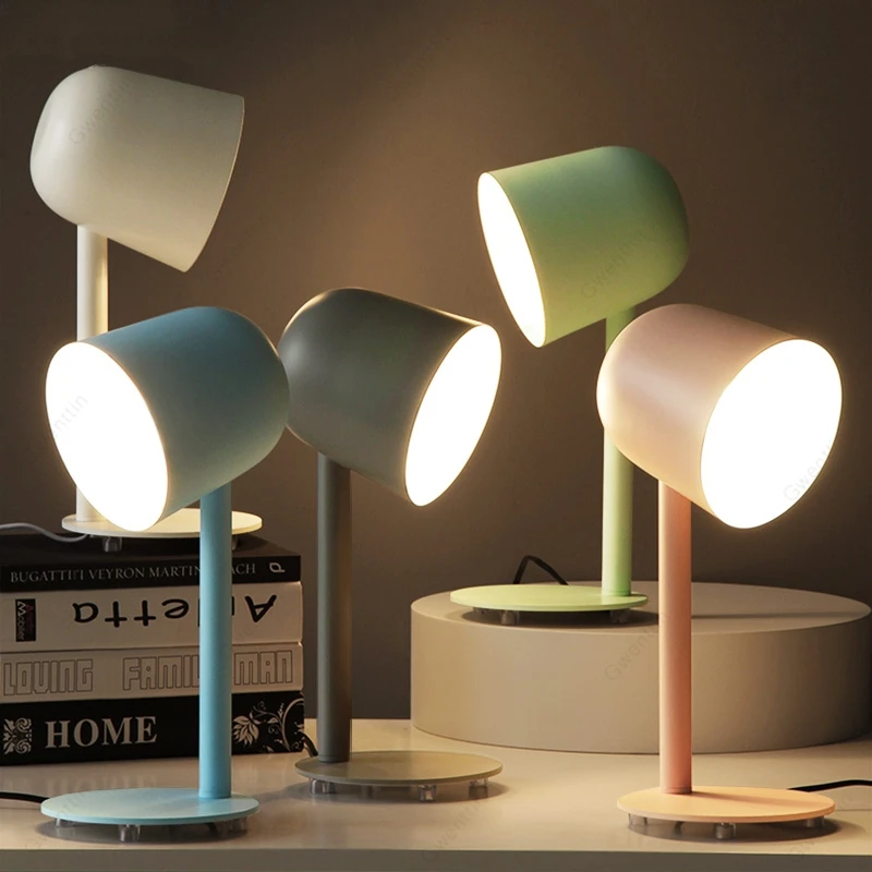 Скандинавские Макарон металлические настольные лампы для спальни прикроватная