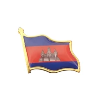 cambodia democratic flag brooch beautiful enamel pins electroplated gold badge knapsackschool bag decoration accessories