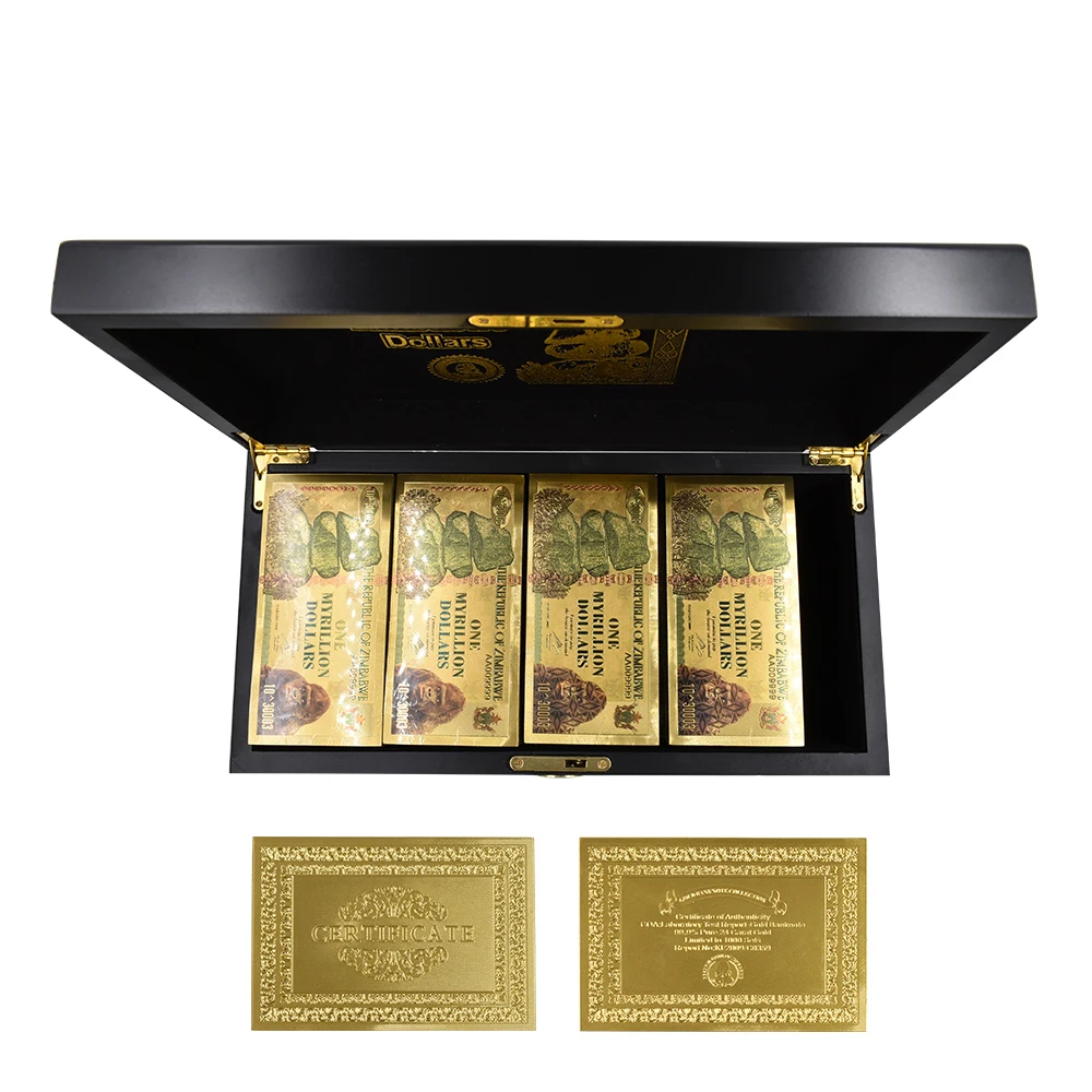 

Nice Zimbabwe Gold Bankntoes One Myrillion Dollars 24k Plated Paper Money Currency Bill Note Golden Fake Money Collections