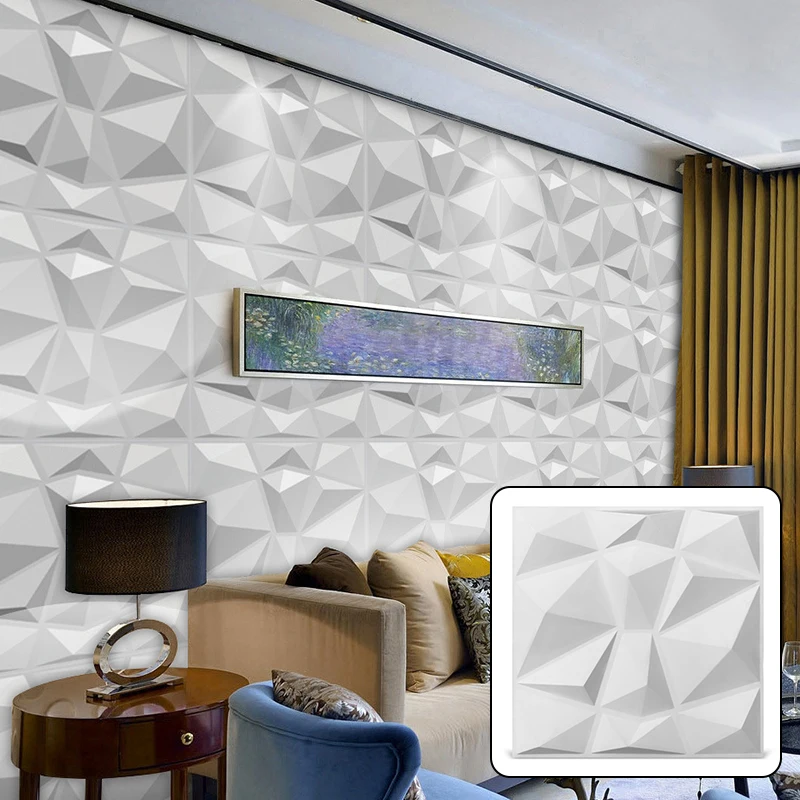 

10Pcs/Set 30x30cm 3D Art Cutting Geometric Diamond Carved 3D Wall Sticker Home Decor Decorative Panel With 50 Meters Of Tape