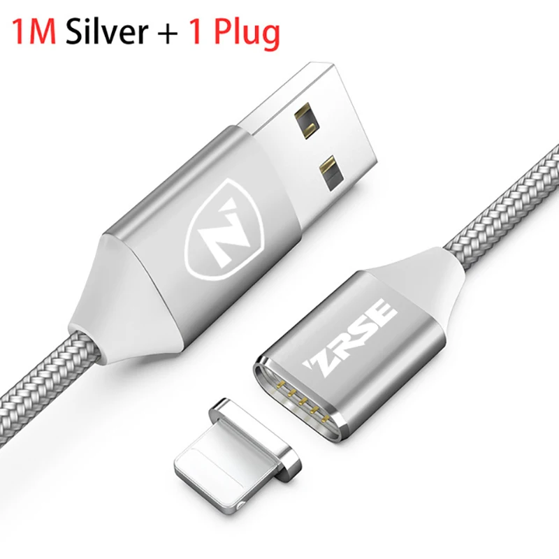 Silver for Apple ZRSE Магнитный кабель для iPhone USB Магнитный кабель для зарядки данных Магнитный кабель для зарядки для iPhone 5S 6 6s 7 8 Plus 11 X XS XR - Цвет: Silver for Apple