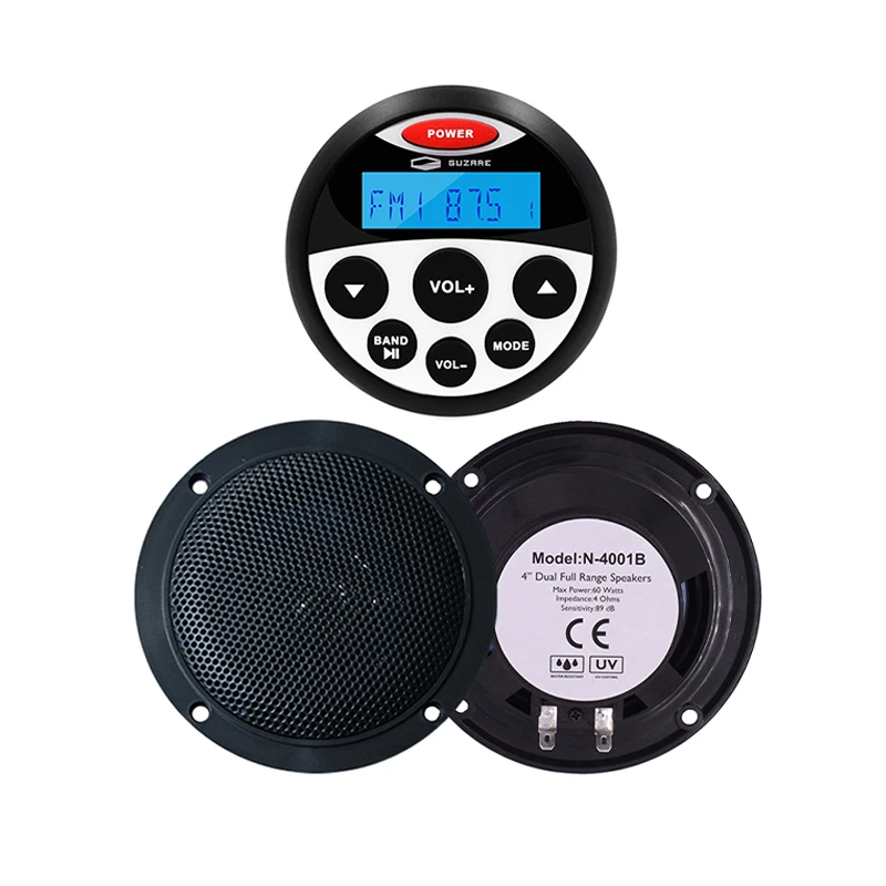 

Marine Bluetooth Stereo Radio FM AM Audio System Receiver Car MP3 Player+4" Marine Waterproof Speaker For Boat RV ATV Motorcycle
