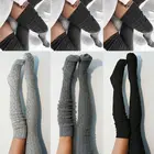 Модные женские туфли женские вязаные удлиненные чулки выше колена, бедра, высокие теплые колготки с отделкой, колготки