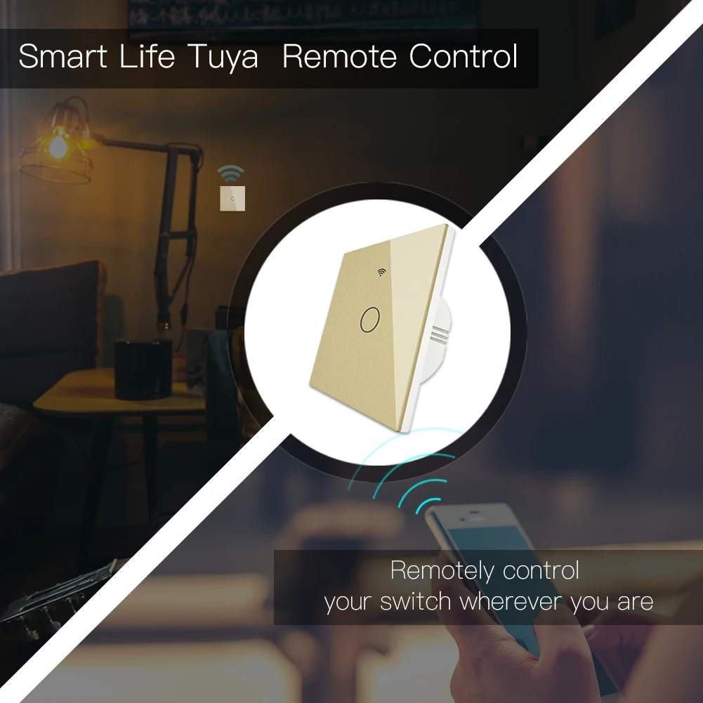 Золотой WiFi умный светильник переключатель RF433 беспроводной пульт дистанционного