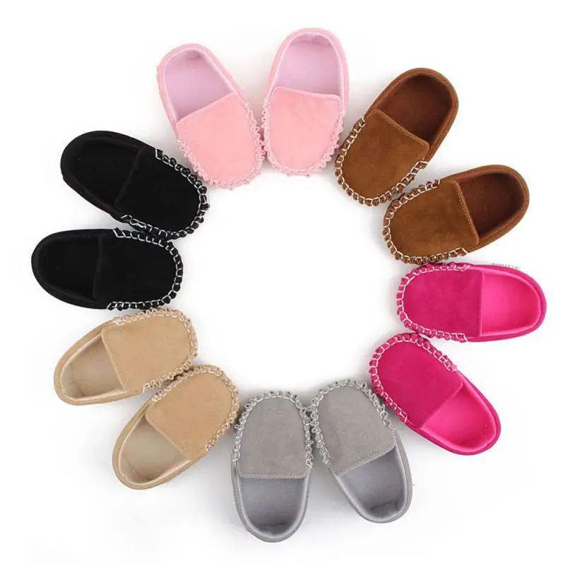 

2020 PU Suede Leather Newborn Baby Shoes Moccasins Soft Soled Non-slip Footwear First Walker For 0-18M