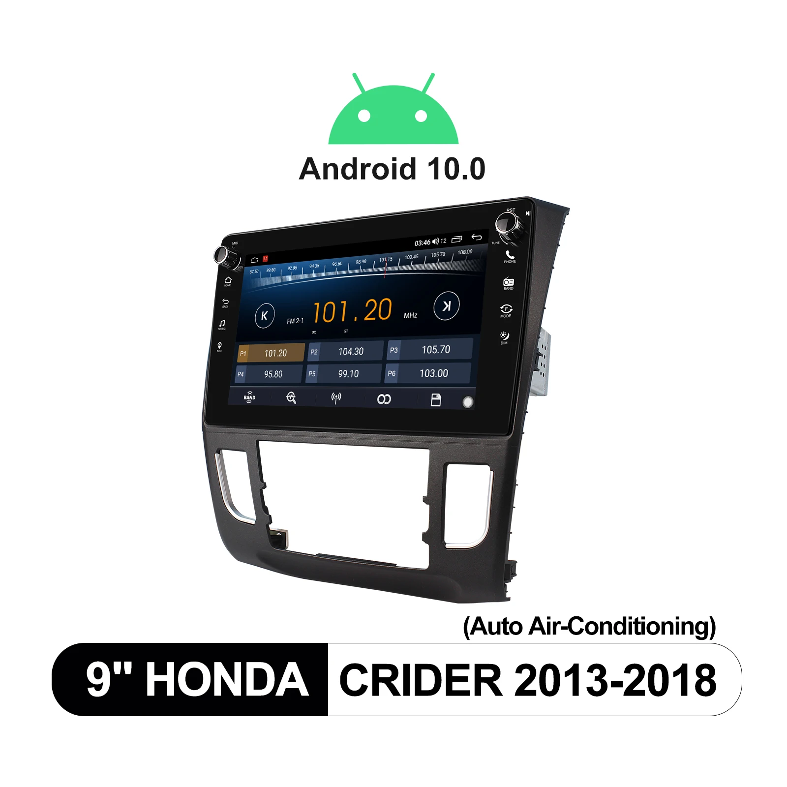저렴한 9 인치 안드로이드 10 헤드 유닛 중앙 멀티미디어 오토 라디오 무선 카플레이 GPS 네비게이션, 혼다 크리더 2013-2018 내장 DSP