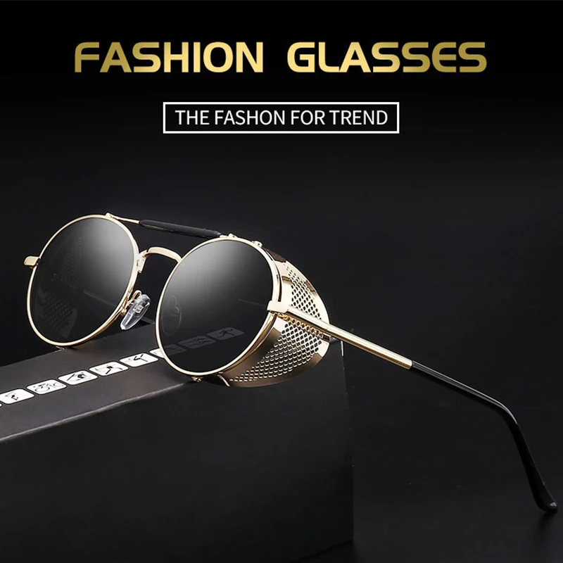 Готический стимпанк круглые очки для мужчин и женщин унисекс металлическая