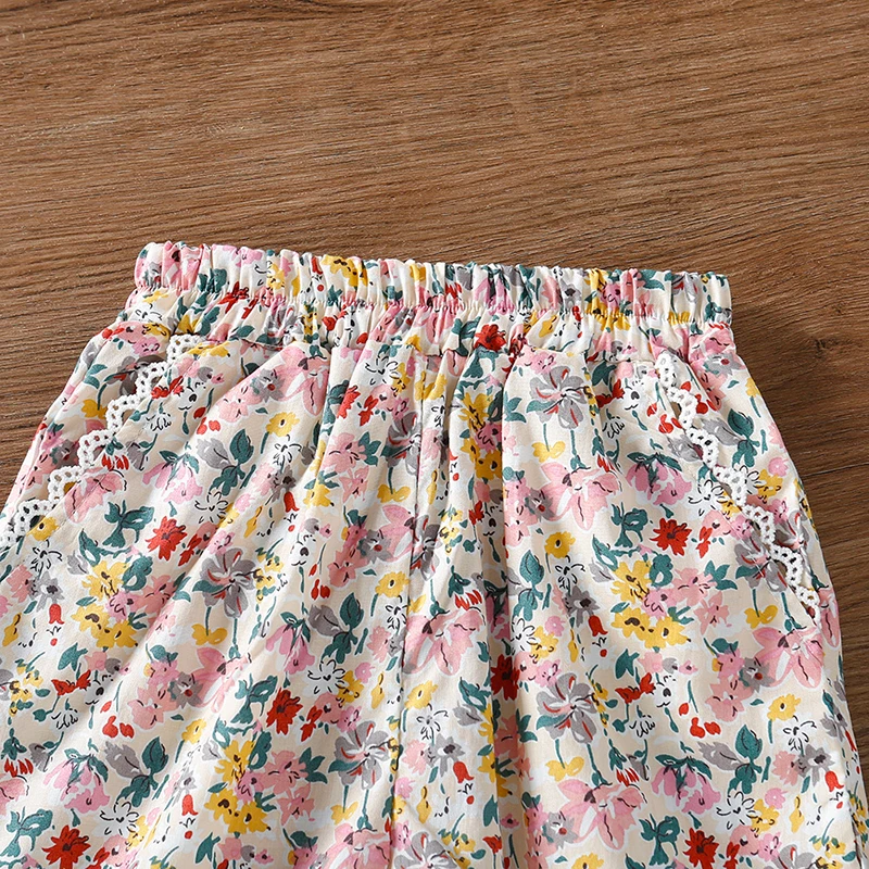 

Kids Baby Girls Camisole Shorts Set Summer Casual 2-piece Clothes Set Multicolor Floral Printed Pattern Sleeveless Vest + Shorts