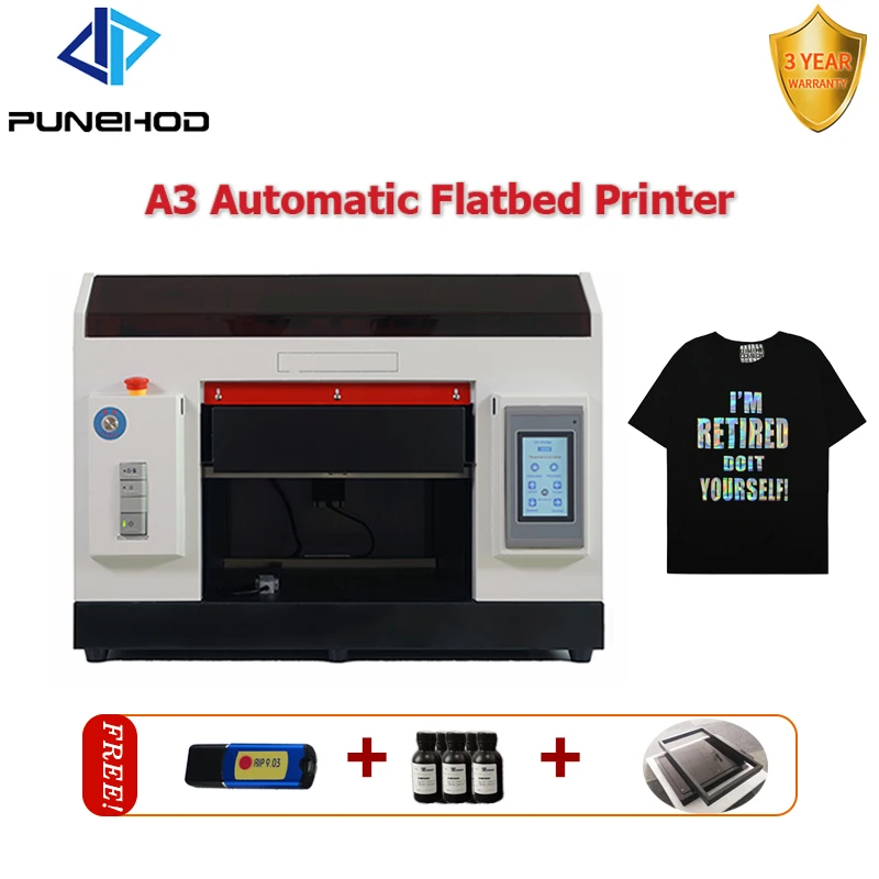 Punehod UV DTG автоматический принтер для футболок одежды размер A3 СВЕТОДИОДНЫЙ УФ Anajet