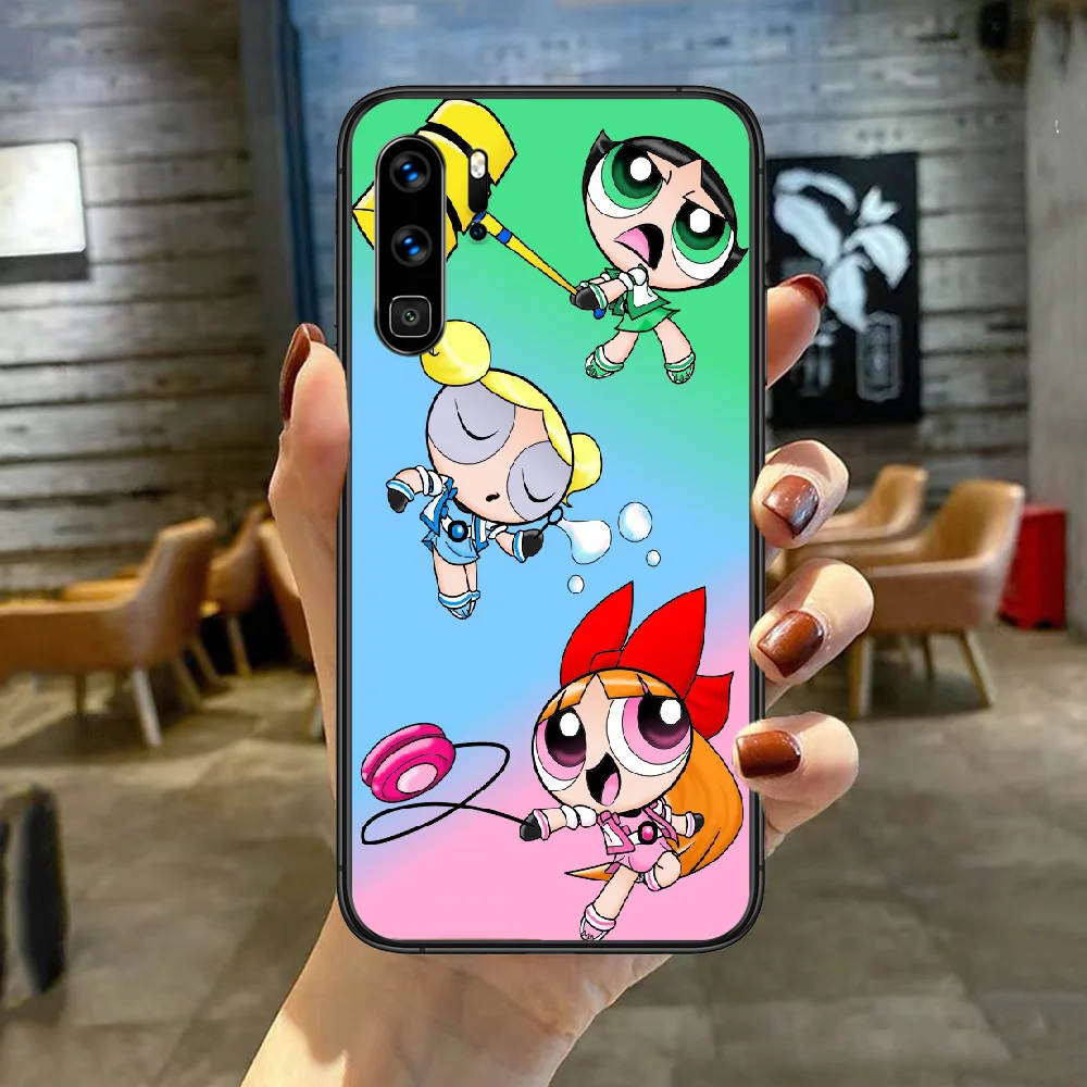 

Cartoon Cute Powerpuff Girls Phone Case Cover For Huawei P Mate Smart 10 20 30 40 Lite Z 2019 Pro Black black Cover 3D Back