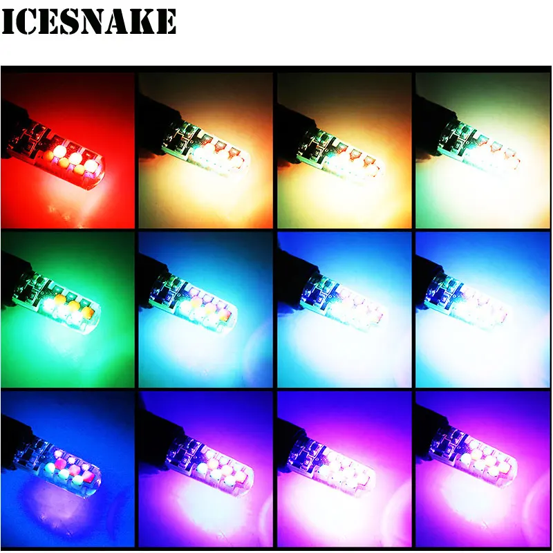 2 шт. T10RGB W5W светодиодные лампы + пульт дистанционного управления 12 чипов COB