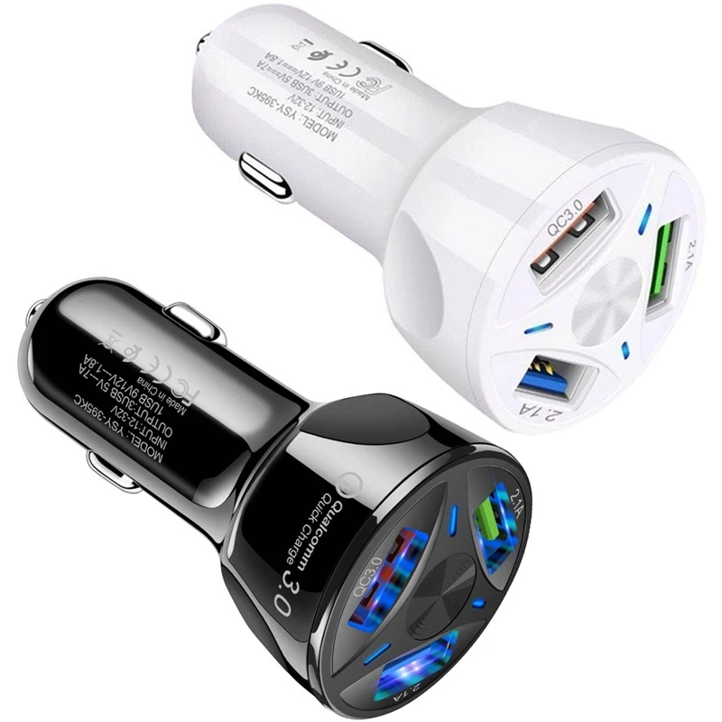 

Car Charge Quick 3 Ports Charger Adapter USB Fast Charging Socket For iPhone Xiaomi Huawei Mobile Phone Auto Parts