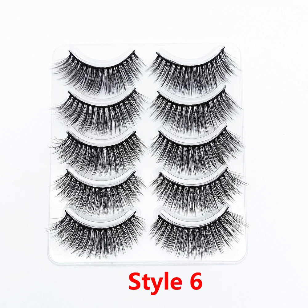 Style 6 5 пар 3D Искусственные норковые накладные ресницы Wispies длинные крестовые ресницы ручной работы инструменты для макияжа глаз - Цвет: Style 6