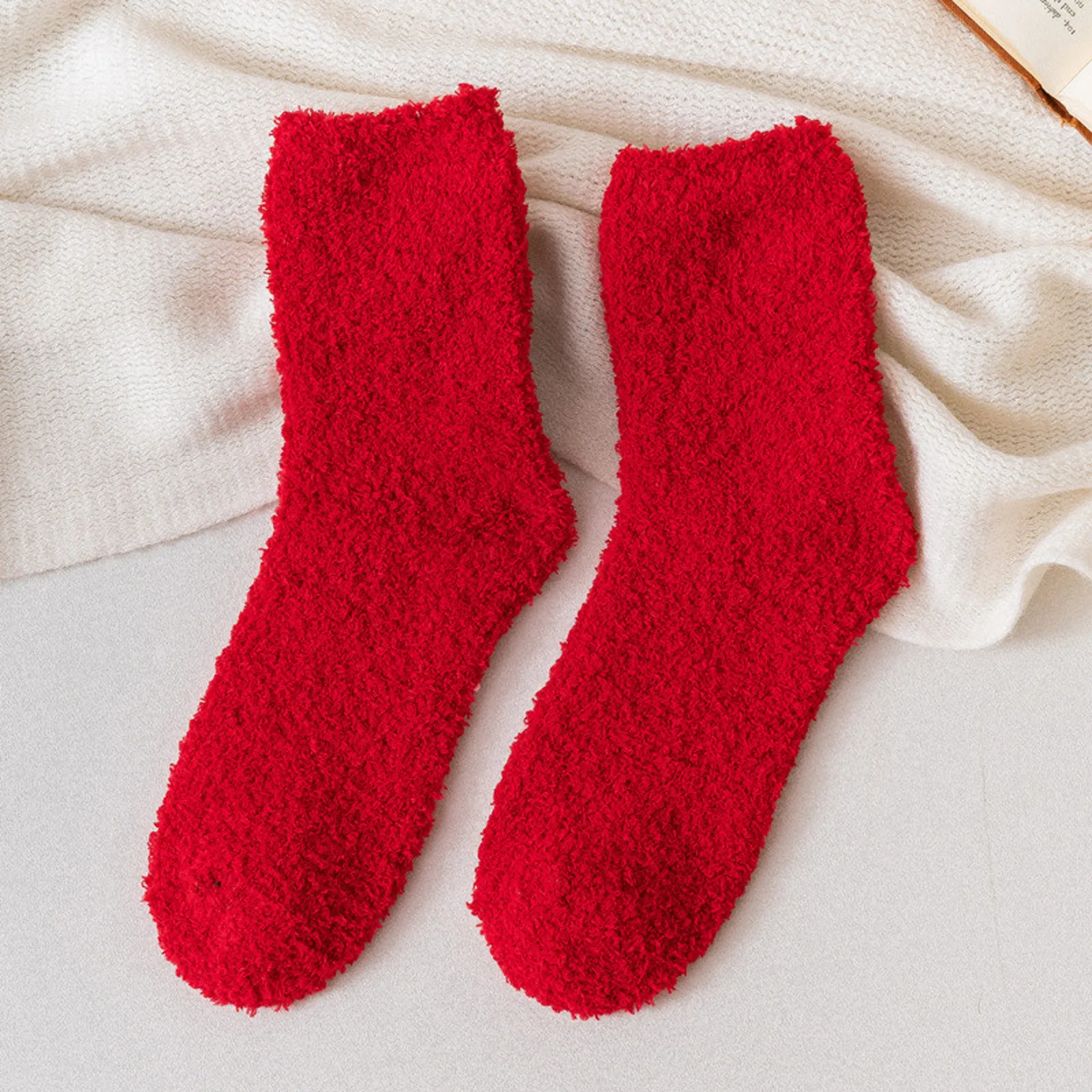 

1 Pair Coral Fleece Thick Socks Women Lady Soft Cotton Sports Casual Solid Sock Winter Warm Spring Outdoor Cold Resistance