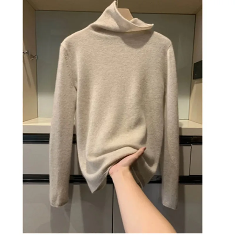 

Women Gold wire Cashmere Wool Pullover New Arrival Turtleneck Elasticity Sweater Female Warm Soft Basic Jumper Solid Slim Femme