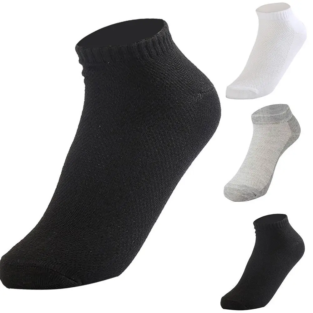 

Socks Solid Color Casual Breathable Mesh Anti-slip Low Cut Sport Short Ankle Boat Socks Elastic Black Grey High Quality