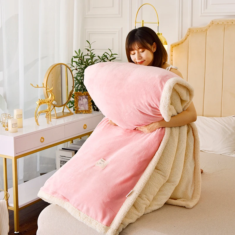 Однотонное кашемировое одеяло из ягненка новинка 2020 утолщенное Фланелевое