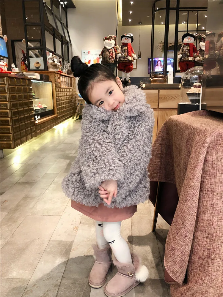 Осенне-зимняя детская одежда корейское бархатное пальто принцессы с искусственным мехом для девочек плотное хлопковое пальто для малышей Детские пальто с мехом