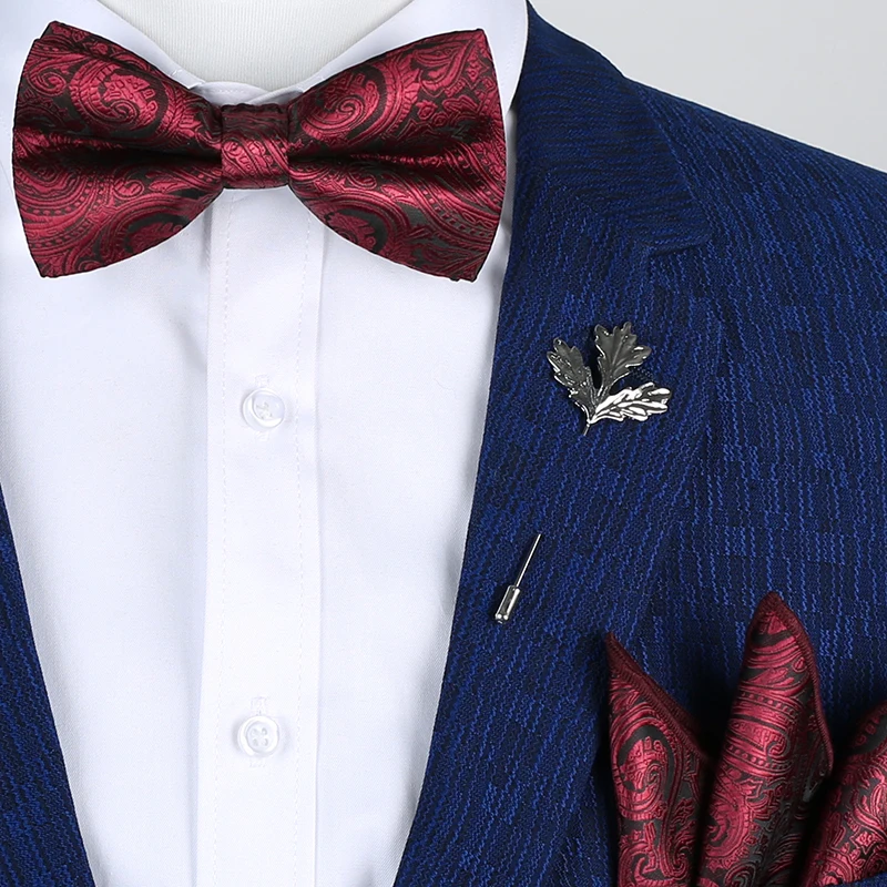 Мужской комплект с галстуком бабочкой винтажный черный желтый серебристый