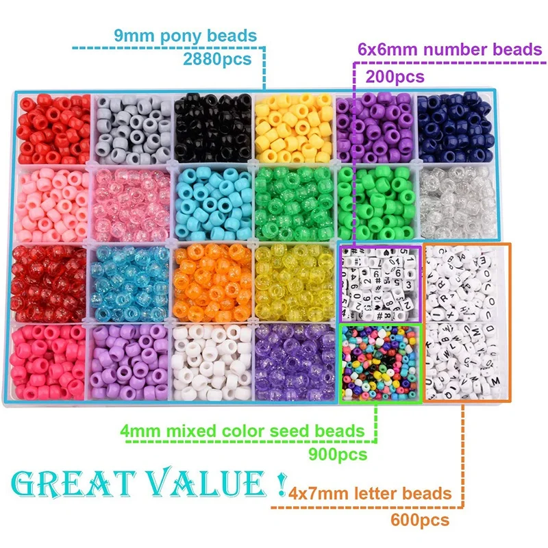 

Bracelet Making Kit Bracelet Beading Kit with Pony Bead Alphabet Strings and for Bracelets and Jewelry Making