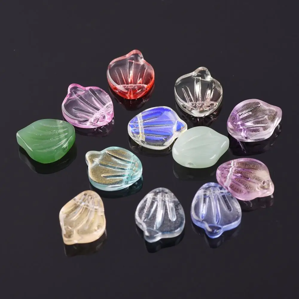 

10pcs 15x12mm Petal Leaf Shape Crystal Glass Loose Crafts Beads Top Drilled Pendants for Earring Jewelry Making DIY Crafts