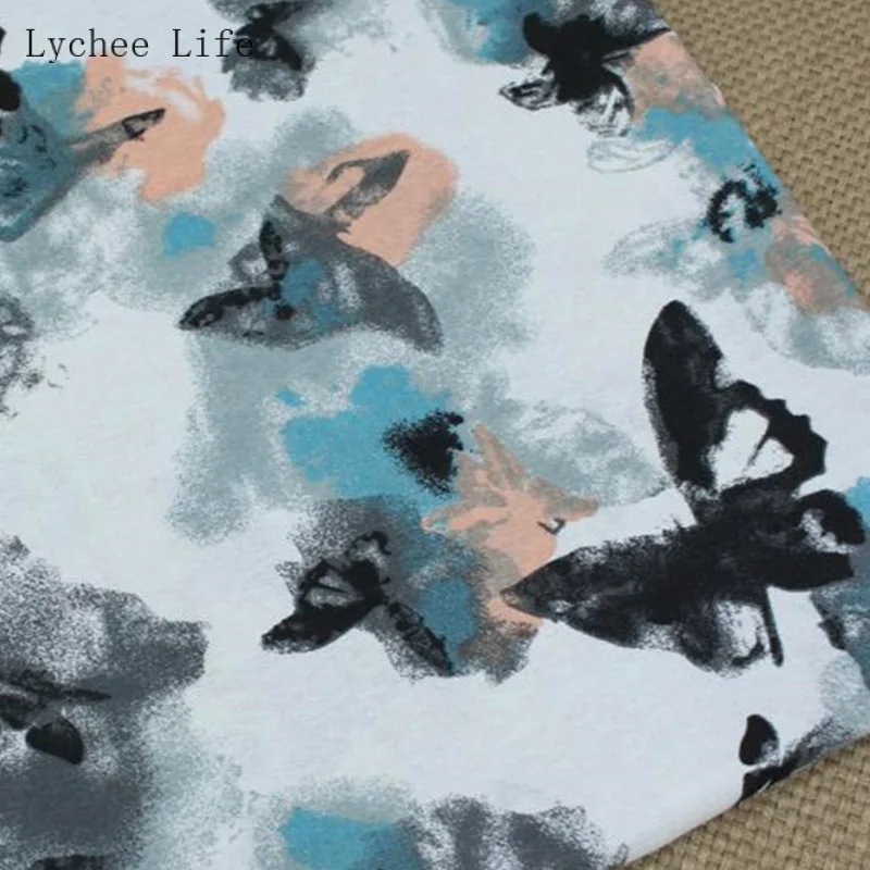 Lychee Life 50х140см ткань с принтом бабочки из хлопка и льна для шитья одежды Лоскутная