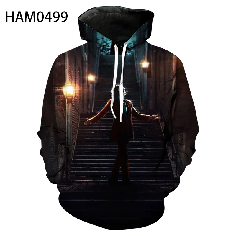 Толстовка с капюшоном для мальчиков и девочек в стиле хип хоп 3D принтом клоуна