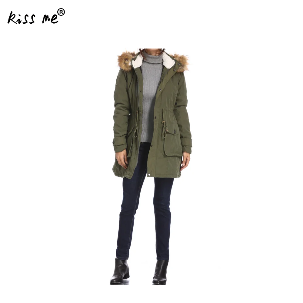 Однотонный зимний уличный пуховик с капюшоном Регулируемая Талия походный для