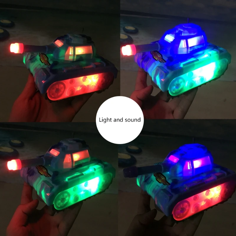 

Mini Electric Toy Tank Model Flashing LED Light Music Sound Light-up Vehicles for Children Kids Gift