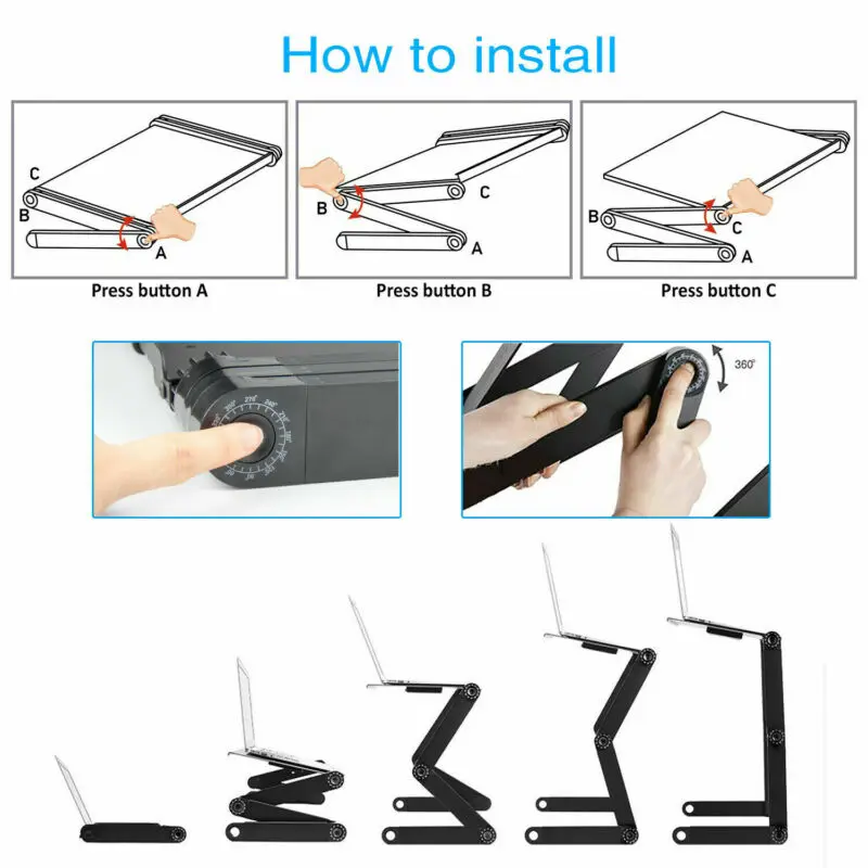 

2020 New Portable Laptop Stand Rack Desk Table Tray Notebook Holder with Cooling Fan Home Office Storage Laptop Stand Rack Desk