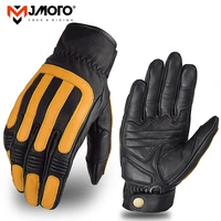 motorcycle retro gloves genuine leather full finger touch screen men motocross gloves wearable windproof motorcyclist gloves