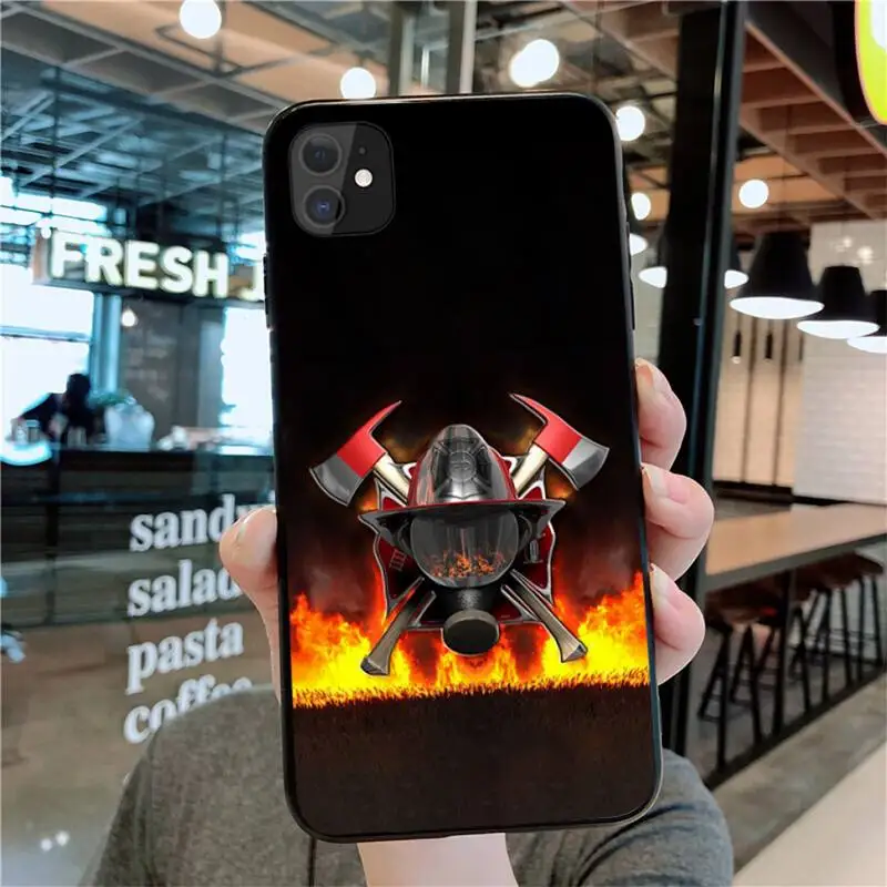 HUAGETOP Firefighter Heroes Fireman Black Cell Phone Case for iPhone 11 pro XS MAX 8 7 6 6S Plus X 5S SE 2020 XR case | Мобильные