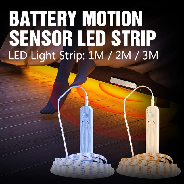 LED Strip With Motion Sensor DC5V Kitchen Cabinet Lamp Tape Led Lights Waterproof Battery Conector Tira LED TV For Room Light 1