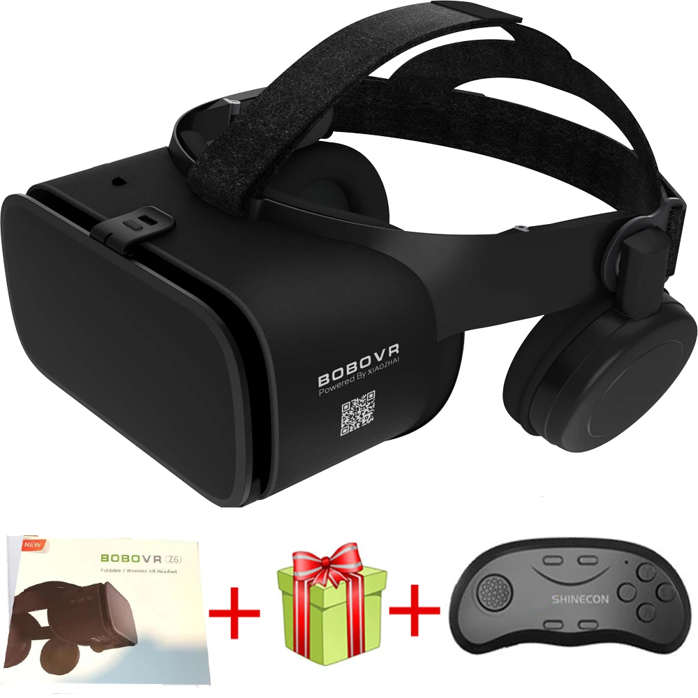 Черный Новые Bobo vr Z6 VR очки беспроводные Bluetooth наушники VR очки Android IOS Удаленная реальность VR 3D картонные очки - Цвет: Черный