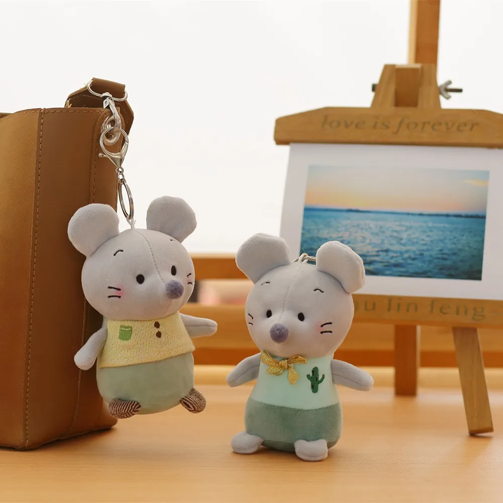 

2020 New mouse plush toys cartoon rat keychain car pendant for kids birthday Christmas Gift