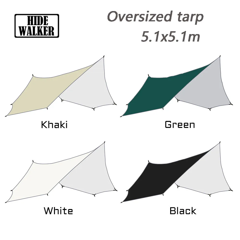 

5.1x5.1m Large Tarp Waterproof Large Tarpaulin Sun Shelter Camping Canopy Octagon Sunshade Awning Gazebo for 8 Persons Flysheet
