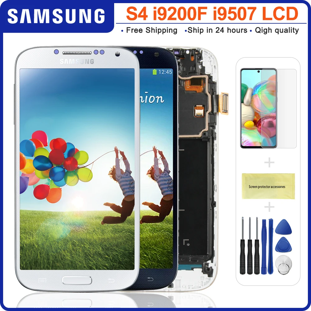 Бесплатная доставка ЖК-дисплей 5 0 дюйма для Samsung Galaxy S4 i9500 i9505 сенсорный экран с