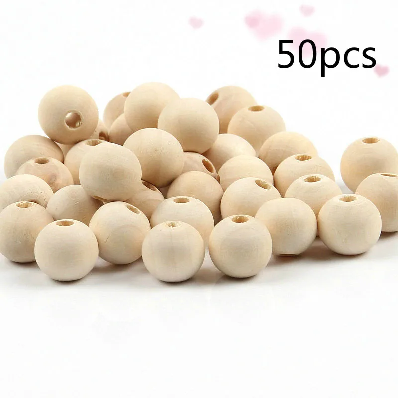 

50pcs Fashion Nature ColorBead Wooden Round Jewelry Findings Charms 20mm