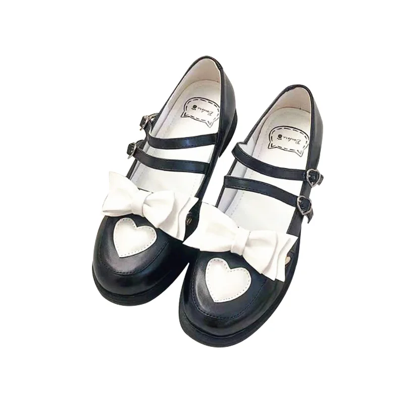 

Summer anime cosplay lolita shoes vintage round head comfortable kawaii shoes cute bowknot love gothic shoes loli cos 2020 new