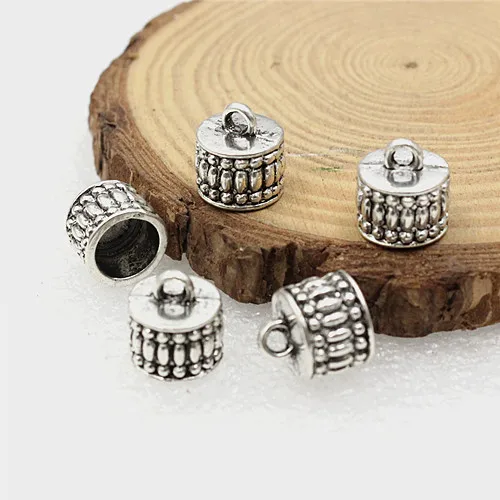 Antique silver Подходит 8 мм Шнур обжимные концевые крышки пряжки наконечники для ожерелья Браслет веревочные шнуры, DIY аксессуары приблизительно 11x12 мм 20 шт./лот(K00518 - Цвет: Antique silver